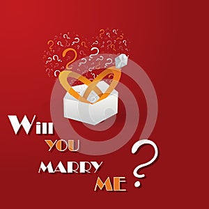 Will you marry me, cartoon drawing card for web and print.