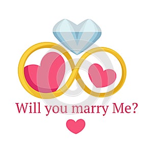 Will you marry me proposal poster vector illustration