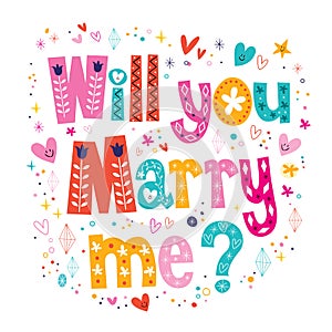 Will you Marry me retro typography lettering decorative text design