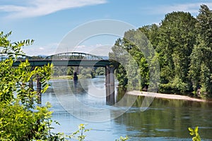 Bridges over Willamette river in Albany, OR photo