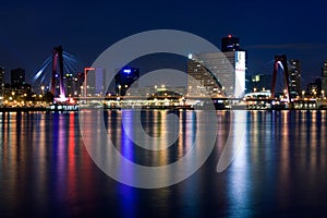 Willems bridge of Rotterdam. NIght view