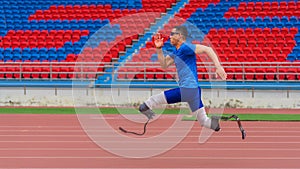 Willful Asian athlete speeds up on stadium track, aiming to break his record with prosthetic blades