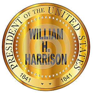 William H. Harrison Gold Metal Stamp