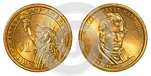 William Henry Harrison Golden one dollar coin