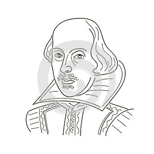 William Shakespeare. Sketch illustration. Black and white