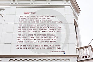 William Shakespeare sonnet at the wall of house in Leiden, Holland