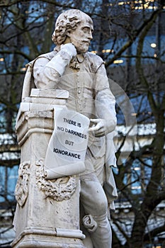 William Shakespeare Statue in Leicester Square, London, UK