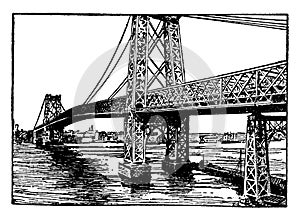 Williamsburg Bridge, vintage illustration