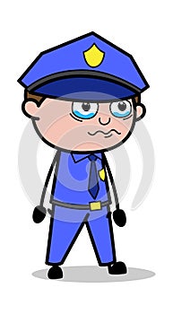 Willing to Cry - Retro Cop Policeman Vector Illustration
