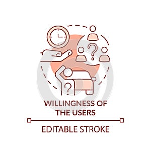 Willingness of users red concept icon