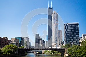 Willis Tower in Chicago on the Chicago River