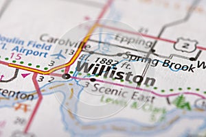 Williston, North Dakota on map photo