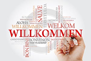 Willkommen - Welcome in German Word cloud
