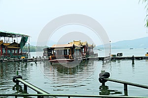 Willow along west lake side hangzhou city