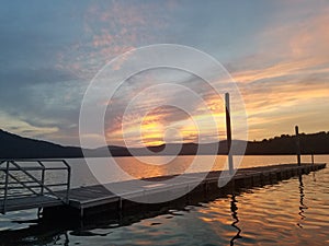 Willow Bay docks at sun down