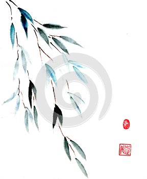 Willow branch. Figure Guohua