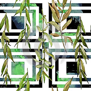 Willow branches pattern in a watercolor style.