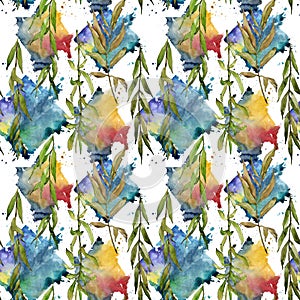 Willow branches pattern in a watercolor style.