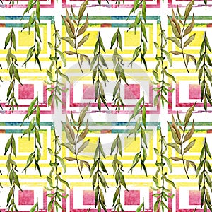 Willow branches pattern in a watercolor style.