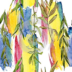 Willow branches pattern in a watercolor style.