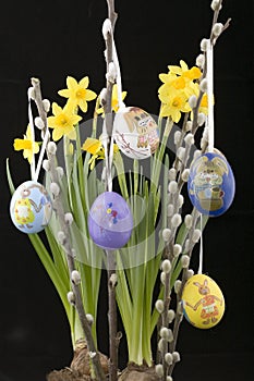 Willow catkin with easter egg