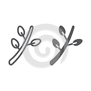 Willow line and glyph icon, spring and botany, plant sign, vector graphics, a linear pattern on a white background.