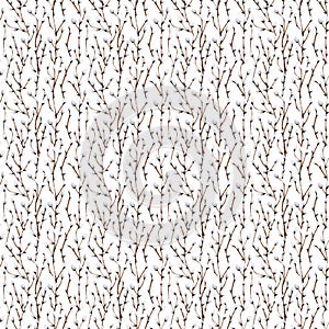 Willow seals seamless pattern watercolor illustration on white background