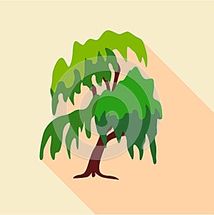 Willow tree icon, flat style