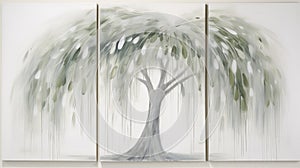 Willow Tree Painting On White Wall - Soft And Airy Compositions