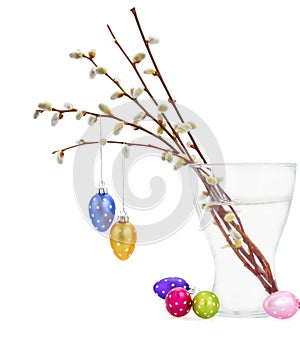 Willow twigs and Hanging easter eggs