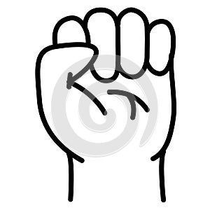 Willpower with fist empowerment single isolated icon with outline style