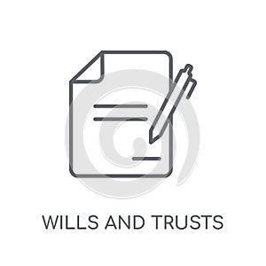 wills and trusts linear icon. Modern outline wills and trusts lo