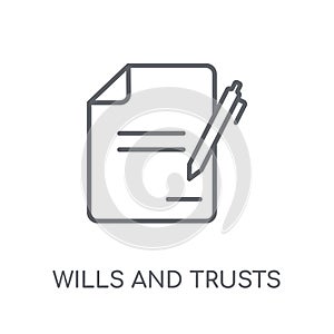 wills and trusts linear icon. Modern outline wills and trusts lo photo