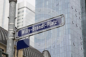 Willy Brandt Platz Square Street Sign; Frankfurt photo