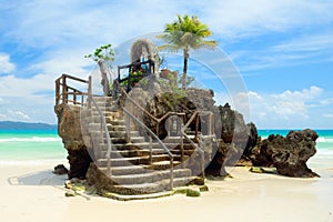 Willy s Rock on the White Beach of Boracay Island, Philippines