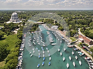 Wilmette Harbor Aerial with Baha`i Temple