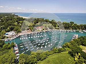 Wilmette Harbor Boats and Shoreline