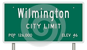 Wilmington North Carolina road sign showing population and elevation