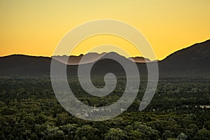 Wilpena Pound National Park at sunset during a hike in Flinders Ranges