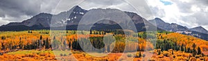 Wilson peak in Colorado surrounded by Fall foliage