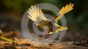WilsonÃ¢â¬â¢s Warbler catching an insect mid-flight. AI Generative