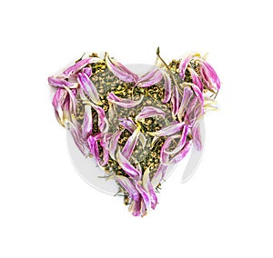 Wilted flowers bouquet in heart shape