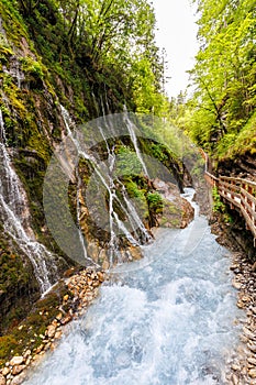 Wimbachklamm Wimbach canyon in the Bavarian Alps portrait format in Ramsau near Berchtesgaden, Germany photo