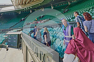 Wimbledon tennis stadium. Tennis center court with empty seats in London, England