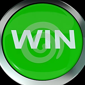 Win Button Shows Success Winner Victory And Champion