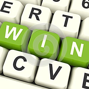 Win Computer Keys Representing Success And Victory