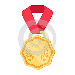Win medal icon award prize illustration. First place sign success symbol. Reward program. Win super prize achievement