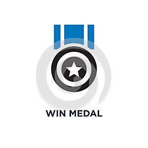 win medal icon. golden winner prize concept symbol design, succe