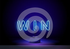 Win Neon Text Vector. Enter to Win neon sign, design template, modern trend design, night neon signboard, night bright