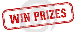 win prizes stamp. win prizes rectangular stamp on white background